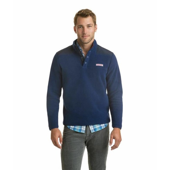 Vineyard Vines Snap Placket Fleece Shep Shirt Pullover Blue Men's Small H12113 - Picture 2 of 15